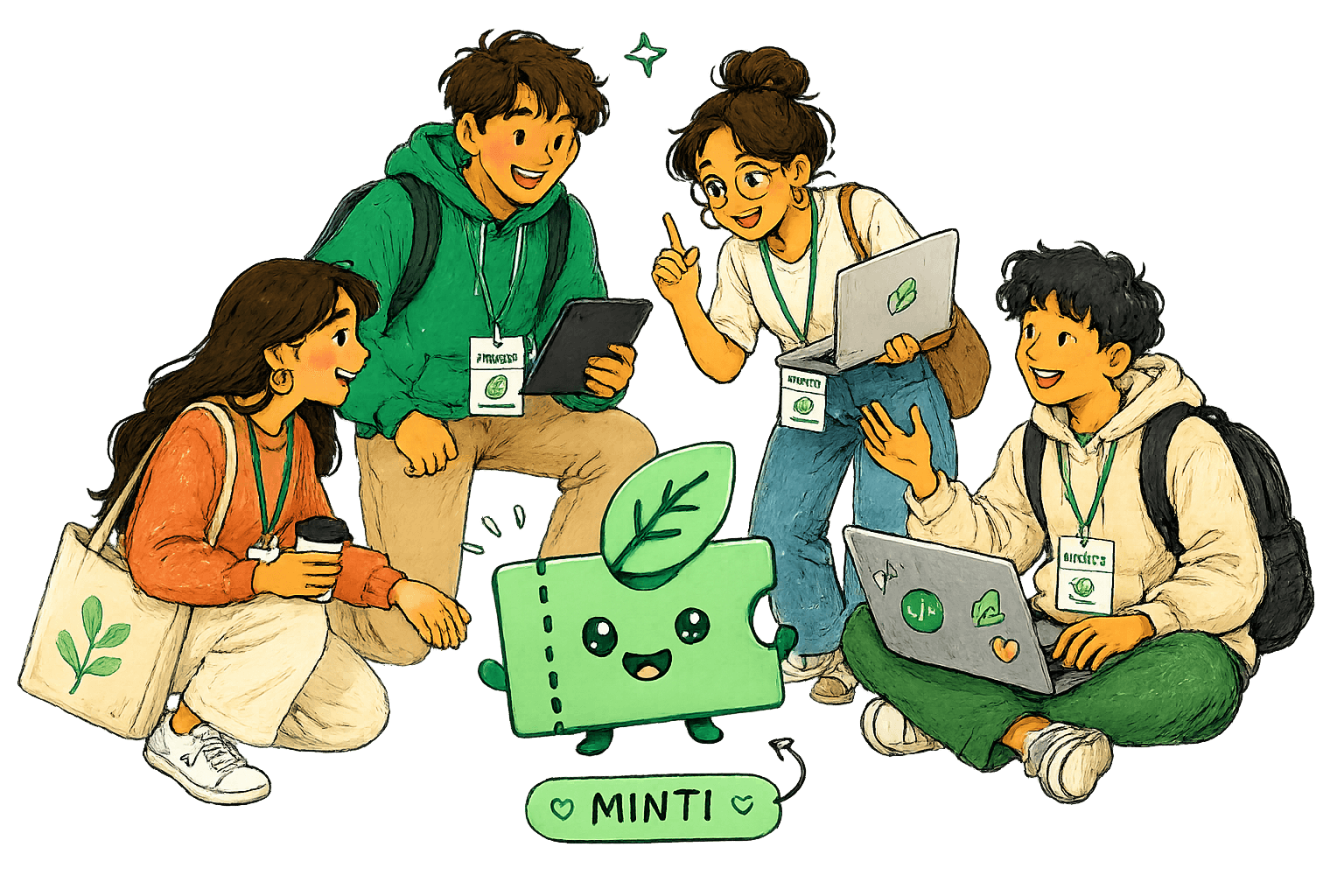 People sharing ideas and technology at a community event